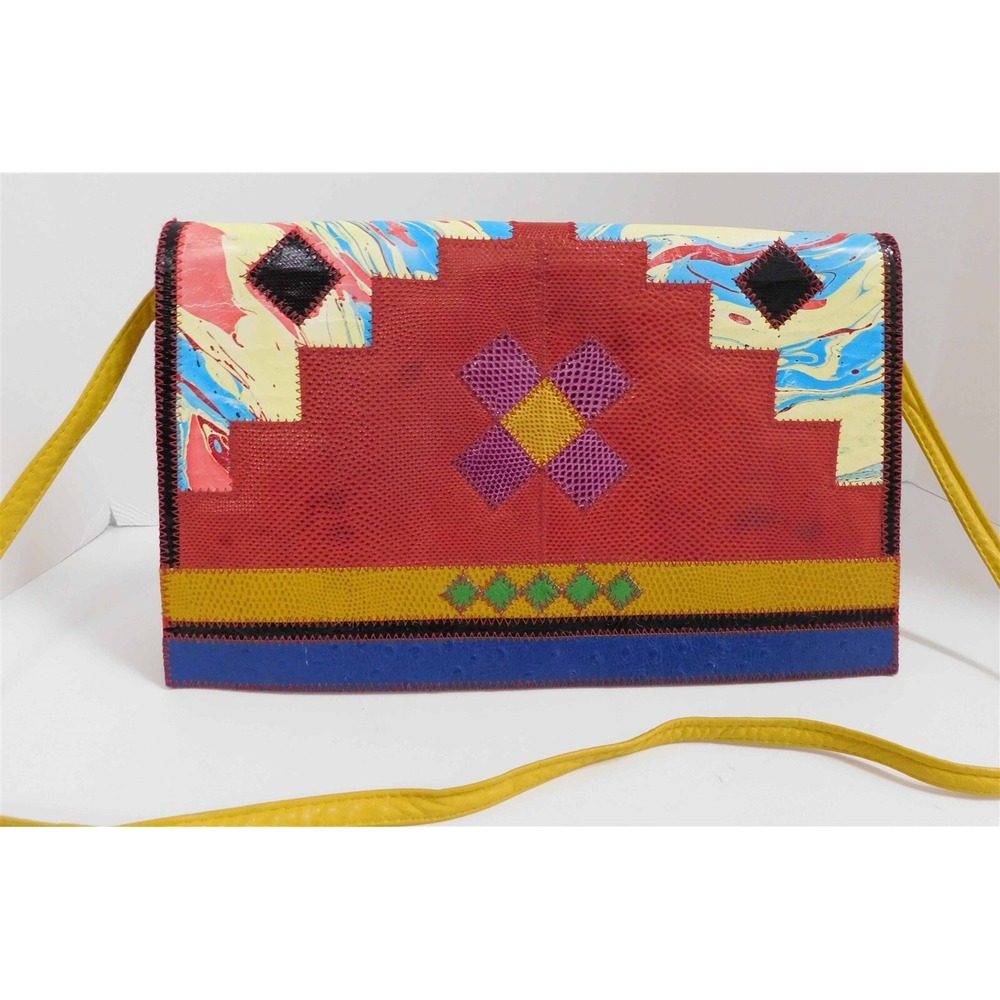 Furst & Mooney Vintage Multi Reptile Leather Large Clutch Crossbody Bag